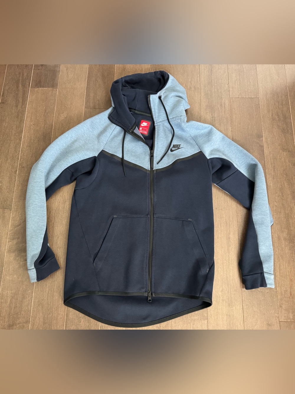 Nike Tech - Men’s Navy and Light Blue Zip-Up Hoodie Jacket